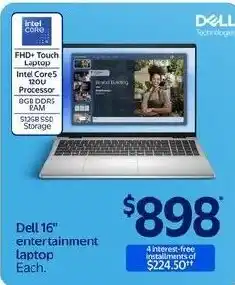 Walmart Dell 16" entertainment laptop offer