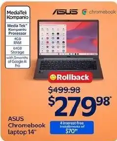 Walmart asus chromebook laptop 14" offer