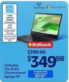 Walmart Gateway (by Acer) Chromebook laptop 14" offer