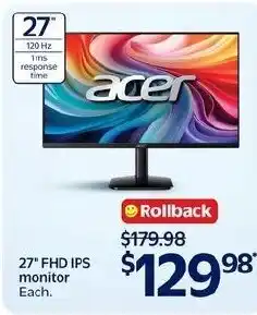 Walmart Acer 27" FHD IPS monitor offer