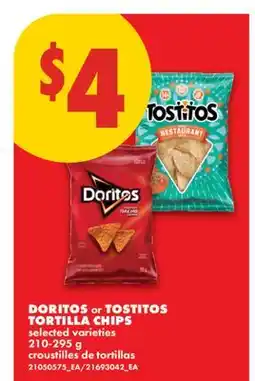 No Frills DORITOS OR TOSTITOS TORTILLA CHIPS offer