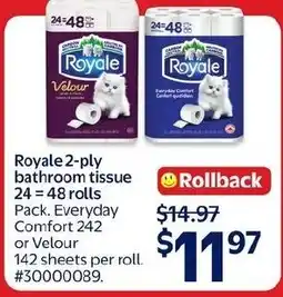 Walmart Royale 2-ply bathroom tissue offer