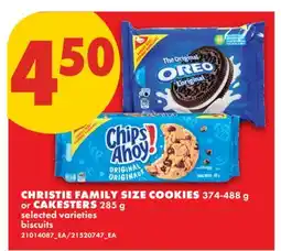 No Frills CHRISTIE FAMILY SIZE COOKIES, 374-488 G OR CAKESTERS, 285 G offer