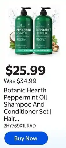 Walmart Botanic Hearth Peppermint Oil Shampoo And Conditioner Set offer