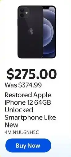 Walmart Apple iPhone 12 64GB offer