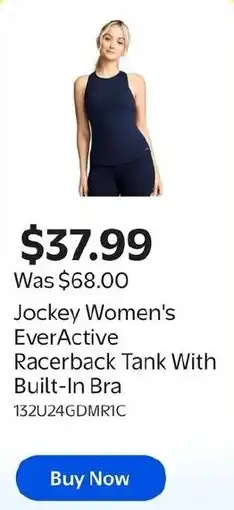 Walmart Jockey Women's EverActive Racerback Tank With Built-In Bra offer