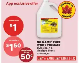 No Frills NO NAME PURE WHITE VINEGAR offer
