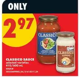 No Frills CLASSICO SAUCE, 410/600 ml offer
