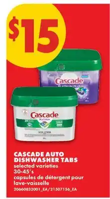 No Frills CASCADE AUTO DISHWASHER TABS, 30-45'S offer
