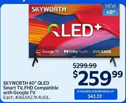 Walmart Skyworth 40" QLED Smart TV, FHD Compatible with Google TV offer