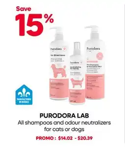 Mondou PURODORA LAB All shampoos and odour neutralizers for cats or dogs offer