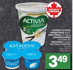 L'Intermarché YOGOURT ACTIVIA PROBIOTIQUE, 650 G, GREC, 4 X 100 G, DANINO, 6 X 93 ML, TWO GOOD, 4 X 95 G | YOGURT offer