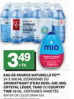 L'Intermarché EAU DE SOURCE NATURELLE, 24 X 500 ML OU AROMATISANT D'EAU, 48 ML | WATER OR LIQUID DRINK MIX offer