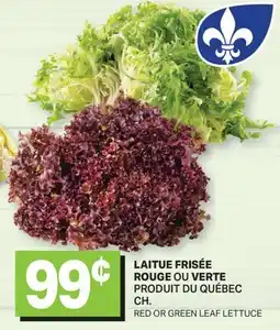 L'Intermarché LAITUE FRISÉE ROUGE OU Verte PRODUIT DU QUÉBEC CH. | RED OR GREEN LEAF LETTUCE offer