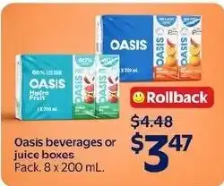 Walmart Oasis beverages or juice boxes offer