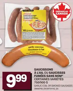 L'Intermarché SAUCISSONS À L'AIL OU SAUCISSES FUMÉES | GARLIC COIL OR SMOKED SAUSAGES, 750/900 G offer
