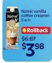 Walmart Natrel vanilla coffee creamer offer