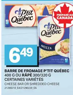 L'Intermarché BARRE DE FROMAGE, 400 G OU RÂPÉ, 300/320 G | CHEESE BAR OR SHREDDED CHEESE offer