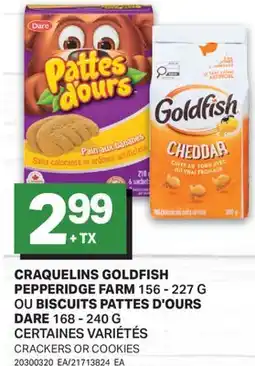 L'Intermarché CRAQUELINS GOLDFISH, 156 - 227 G OU BISCUITS PATTES D'OURS, 168 - 240 G | CRACKERS OR COOKIES offer