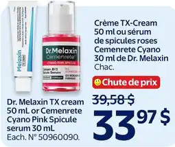 Walmart Dr. Melaxin TX cream 50 mL or Cemenrete Cyano Pink Spicule serum 30 mL offer