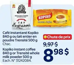 Walmart Kopiko instant coffee 840 g or Trensite whole milk powder 500 g offer