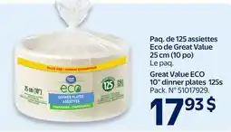 Walmart Great Value ECO 10 dinner plates 125s offer