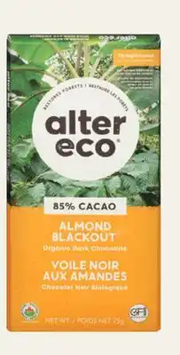 Avril Alter Eco tablette de chocolat bio offer