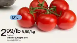 Avril Québec tomates sur vigne bios offer
