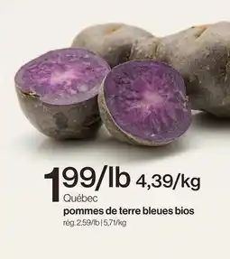 Avril Québec pommes de terre bleues bios offer