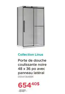 Bath Depot Porte de douche coulissante noire 48 x 36 po avec panneau latéral Collection Linus offer