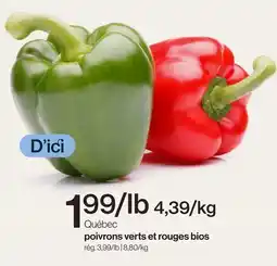 Avril Québec poivrons verts et rouges bios offer