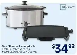Walmart Mainstays 6-qt. slow cooker or griddle offer