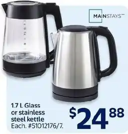 Walmart Mainstays glass or stainless steel kettle offer