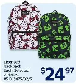 Walmart Licensed backpack offer
