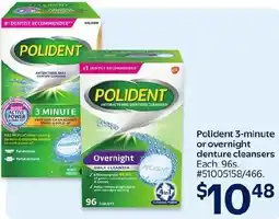 Walmart Polident 3-minute or overnight denture cleansers offer