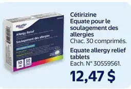 Walmart Equate allergy relief tablets offer