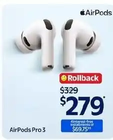 Walmart Apple AirPods Pro 3 offer