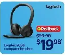 Walmart Logitech USB computer headset offer