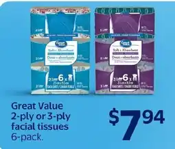 Walmart Great Value facial tissues offer