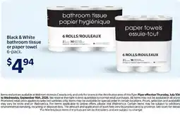 Walmart Black & White bathroom tissue or paper towel offer