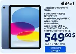 Walmart Apple iPad A16 Wi-Fi 128 GB offer