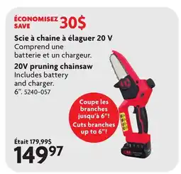 Home Hardware 20V pruning chainsaw offer