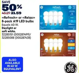 RONA Refresh or Relax 8-pack A19 LED bulbs offer