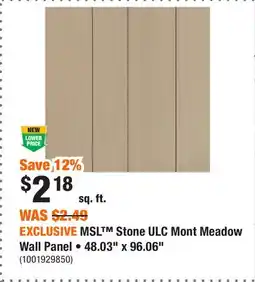 Home Depot EXCLUSIVE MSL Stone ULC Mont Meadow Wall Panel • 48.03 x 96.06 offer