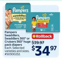 Walmart Pampers Swaddlers, Swaddlers 360° or Cruisers 360° offer