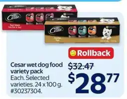 Walmart Cesar Wet Dog Food Variety Pack offer