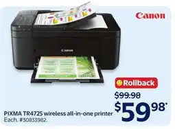 Walmart PIXMA TR4725 wireless all-in-one printer offer