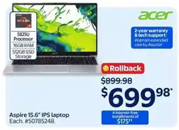 Walmart Aspire 15.6 IPS laptop offer