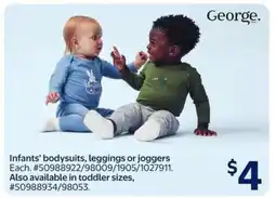 Walmart Infants’ bodysuits, leggings or joggers offer