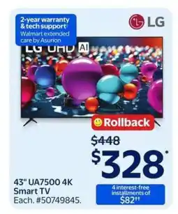 Walmart 43 UA7500 4K smart TV offer